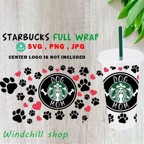 Seamless Full Wrap Dog Mom Paw Print for Starbucks 24oz ...