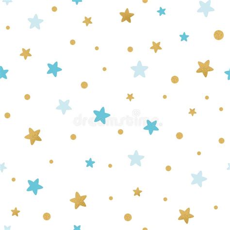 Blue Gold Star Baby Seamless Pattern Holiday Baby Shower