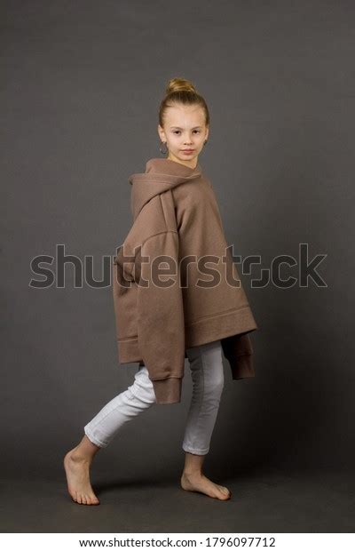 Childgirl Long Hair Gathered Bun Portrait Stock Photo 1796097712