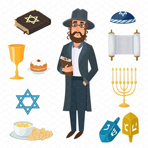Judaism Church Traditional Symbols Decorative Illustrations
