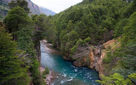 Nature Landscape Mountains Forest River Chile Trees Green Water