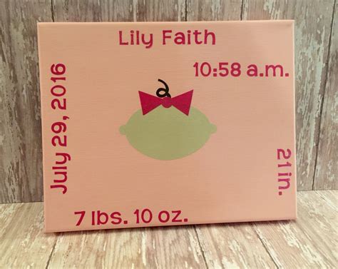 Baby Stats Canvas Baby Canvas With Weight Time By Missdoodlebugs