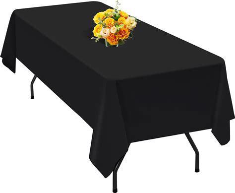 teruntrue 1 pack black polyester tablecloth for 6 ft rectangle table 60 x 102 inch polyester