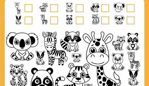 Premium Vector | Coloring book i spy count and color zoo animal