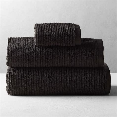 Brooks Ribbed Organic Cotton Black Bath Towel Bundle Cb2 Uae