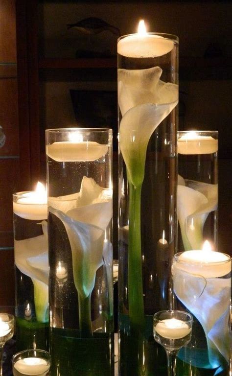 Perfect Submerged Calla Lily Water Scent Floating Candles Vase