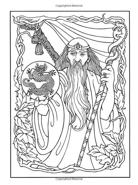Select from 35754 printable crafts of cartoons, nature, animals, bible and many more. Wizard Coloring Pages for Adults | Wondrous Wizards (Dover ...