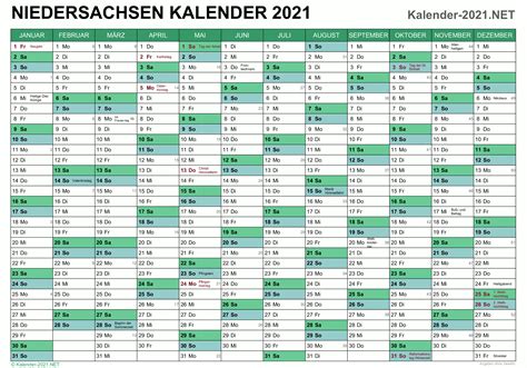 Wenn der lohn oder das monatliche gehalt berechnet werden sollen, sind der stundenlohn und die arbeitsstunden pro woche oder pro monat einzugeben. Kalender 2021 Niedersachsen