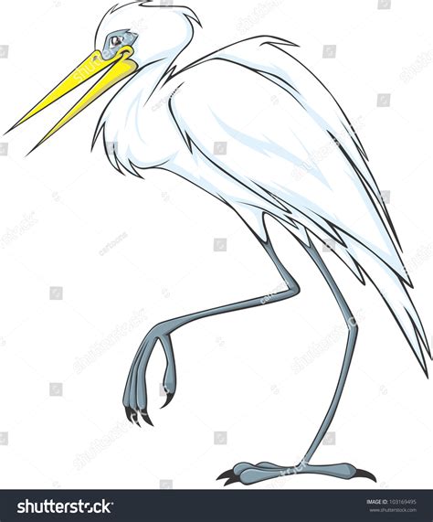 Happy Great Egret Bird Cartoon Stock Vector 103169495 Shutterstock