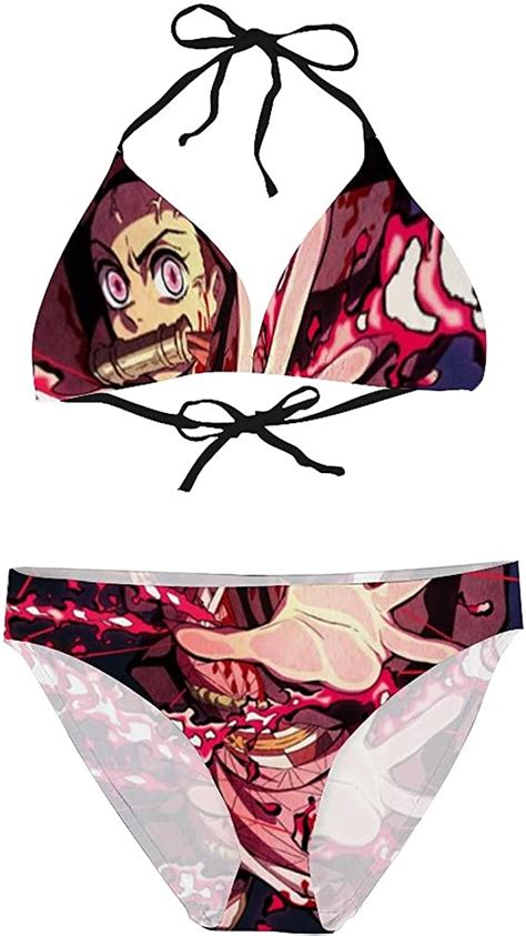 Nezuko Kamado Demon Slayer Womens Sexy Halter Spaghetti Strap Bikini 2 Piece Swimsuits Amazon