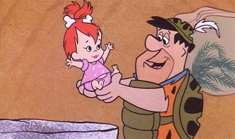 Pebbles And Fred In His Umpire Suit Flintstone Cartoon Flintstone Kids