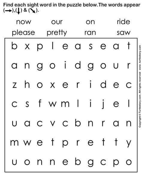 Find And Circle The Sight Words Turtle Diary Worksheet
