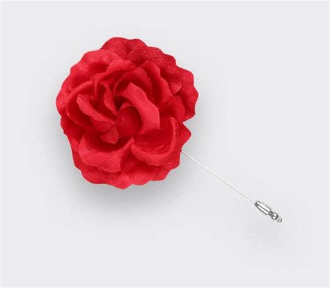 Red Silk Rose Flower Lapel Pin Cinabre Paris