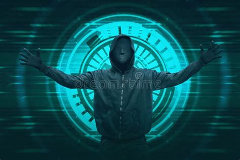 Hooded Hacker With Anonymous Mask Expression Stock Photo Image Of