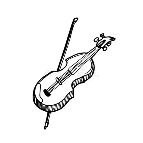 Doodle Violin Icon Hand Drawn Sketch Isolated Vector Stock Vector
