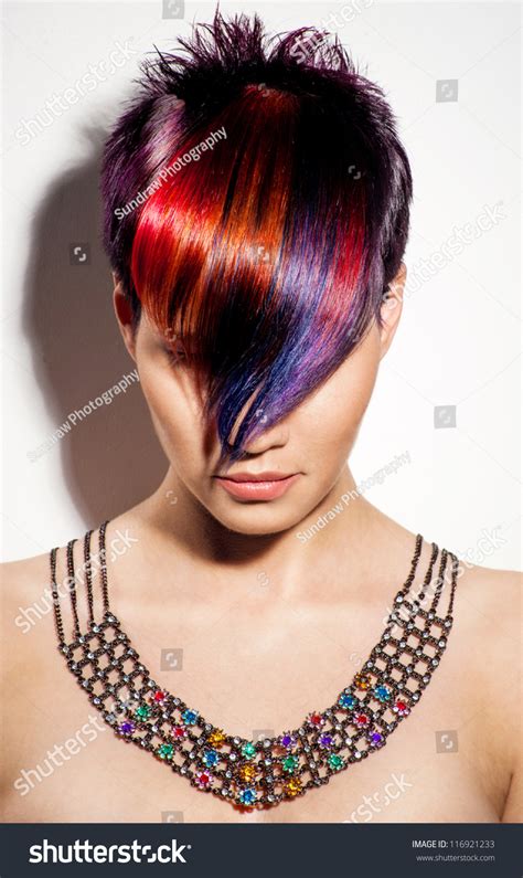 Portrait Beautiful Girl Dyed Hair Professional Stock Photo Edit Now