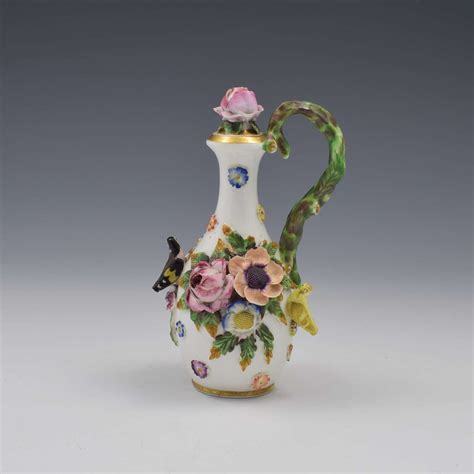 Spode Porcelain Bird And Flower Encrusted Scent Perfume Bottle