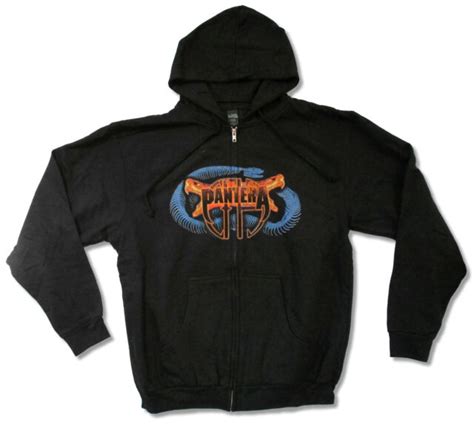 Pantera Head Snake Zip Up Black Sweatshirt Hoodie Large New Official