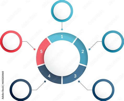 Circle Diagram Template With Five Steps Or Options Process Chart