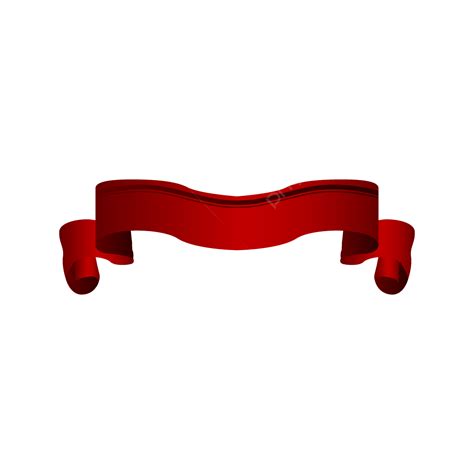 Curved Red Ribbon Banner Decorative Transparent Background Red Banner