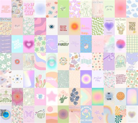 Aesthetic Pastel Poster Wall Collage Set Danish Pastel Wall Etsy