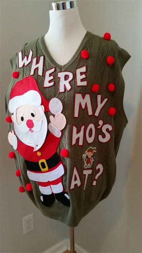 Ugly Christmas Sweater Santa Claus Where My Ho At 3d Novelty