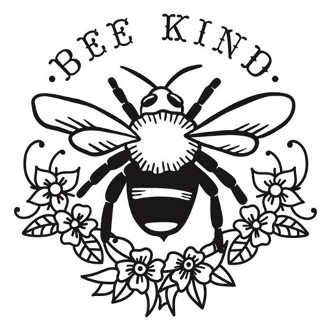 Be Kind Bee Flower Lettering Transparent Png And Svg Vector File