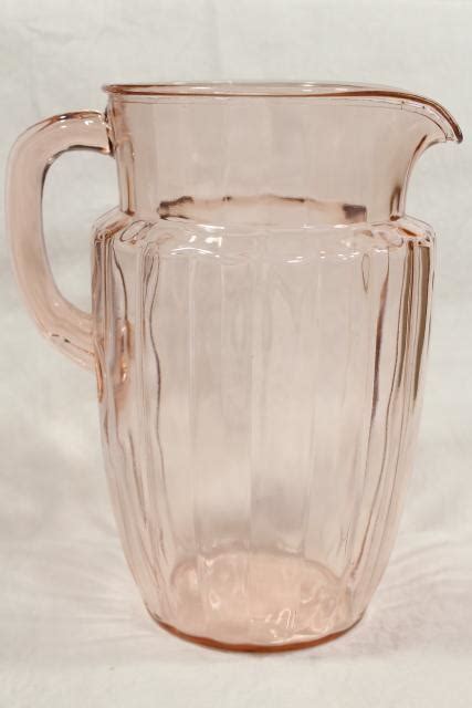 Vintage Pink Lemonade Pitcher Panel Optic Pattern Depression Glass Blush Pink Glassware