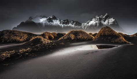 Nature Landscape Iceland Mountains Snowy Peak Hills Sand