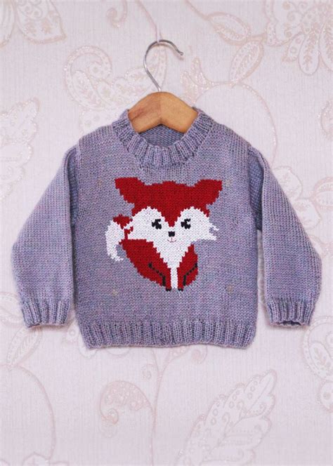 Intarsia Red Fox Chart Childrens Sweater Knitting Pattern By Instarsia