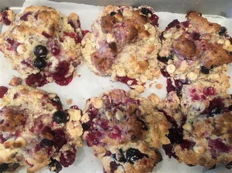 Bisquick Scones With Raspberries Blueberries And White Chocolate