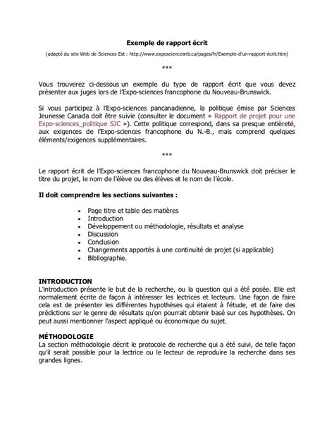 Exemple De Rapport Ecrit