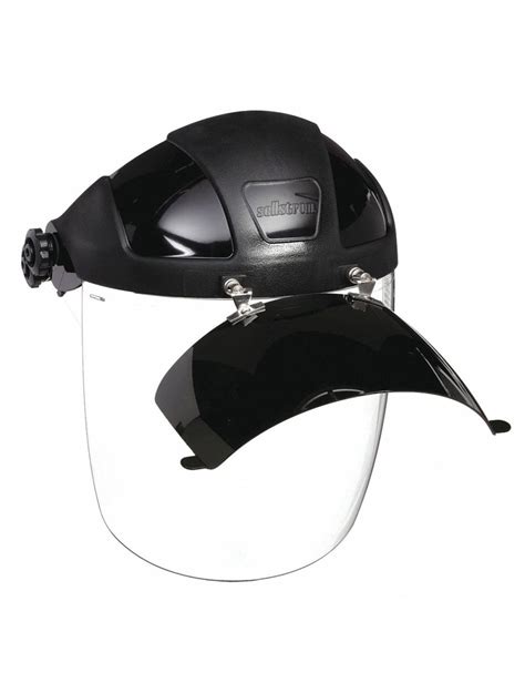 sellstrom s32012 dp4 series clear faceshield w flip up shade 5 ir lens for slotted hard hats