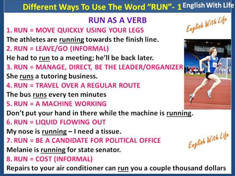 Different Ways To Use The Word Run 1 Learn English Teaching English