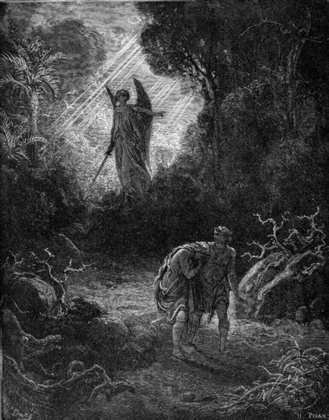 Adam And Eve Driven Out Of Eden Gustave Doré Engraving 1865 Art