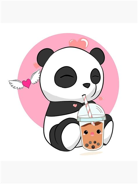 Cute Panda Chibi Drinking Boba Bubble Tea Poster For Sale By