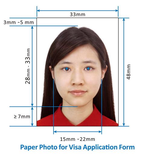 Three (3) identical photographs must be submitted, they should be 35mm x 50mm in width and height. Photo Requirements for Chinese Visa Application