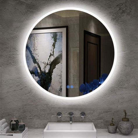 Buy Led Bathroom Vanity Round Mirror Backit Led Design With Anti Fog Function Dimmable Feather