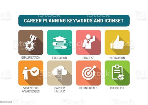 Career Planning Flat Icon Set Stock Illustration Download Image Now