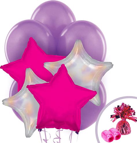 Birthdayexpress Pink Silver And Purple Party Supplies Balloon Bouquet Home And Kitchen