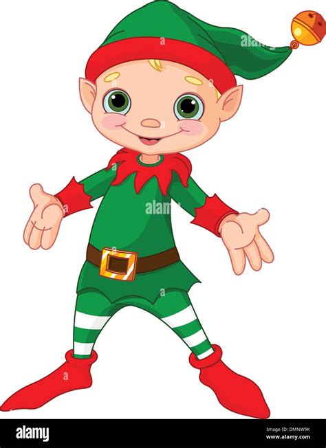 Happy Christmas Elf Stock Vector Image And Art Alamy