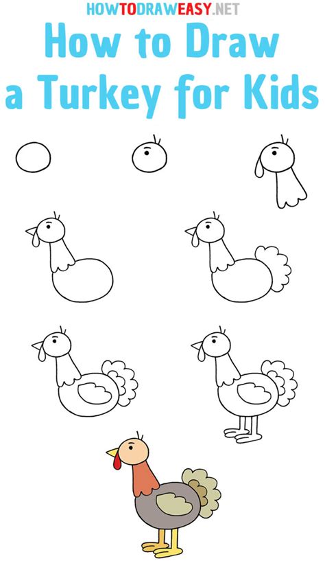 How To Draw A Turkey For Kids How To Draw Easy