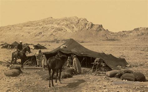 Group Of Nomads With Tents And Man On Horse Algeria 1860 1890