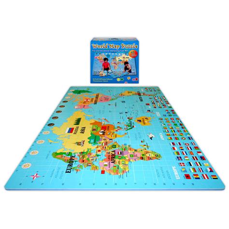 Alessco Inc Play And Learn Jumbo World Map World Map Tile Set