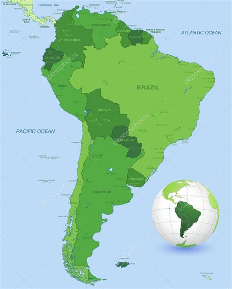 Sud America Green Vector Mappa Set Vettoriale Stock Di ©pingebat 75524719