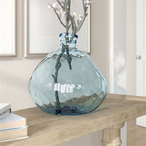 Albaugh Balloon Table Vase Blue Glass Vase Table Vases Recycled Glass Vases