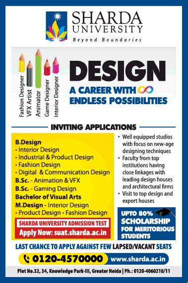 Sharda University Design A Career With Endless Possibilities Ad Times