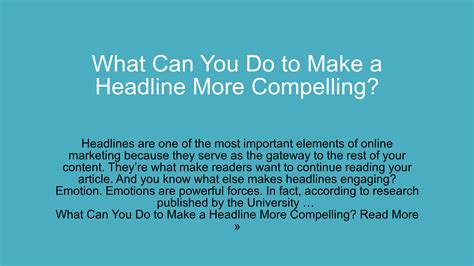 What Can You Do To Make A Headline More Compelling