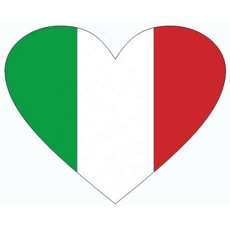 Coloriage du drapeau de l'italie. Sticker Drapeau Italie en forme de Coeur Etiquette & Autocollant
