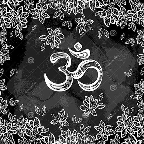 Hand Drawn Ohm Symbol Indian Diwali Spiritual Sign Om Bodhi Tree